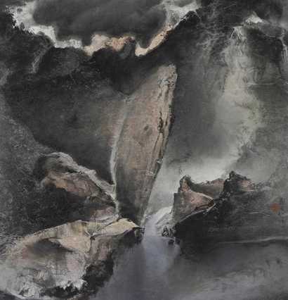 刘国松 1986年作 王母湖 立轴84.5 by 81.5 cm.